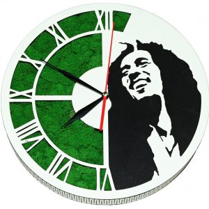 Tablou ceas cu licheni Bob Marley