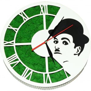 Tablou ceas cu licheni Charlie Chaplin